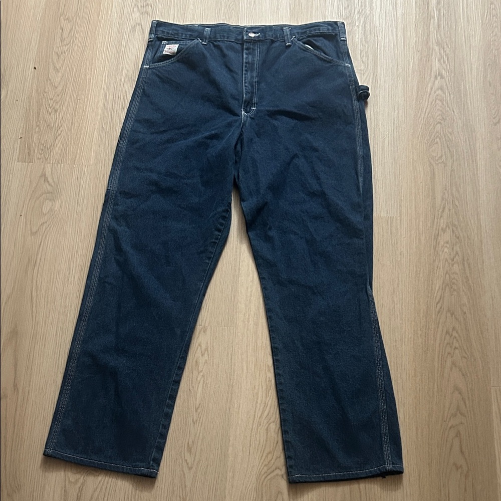 True Vintage Made in USA Dark Blue Pointer Brand Denim Jeans tagged 38x34